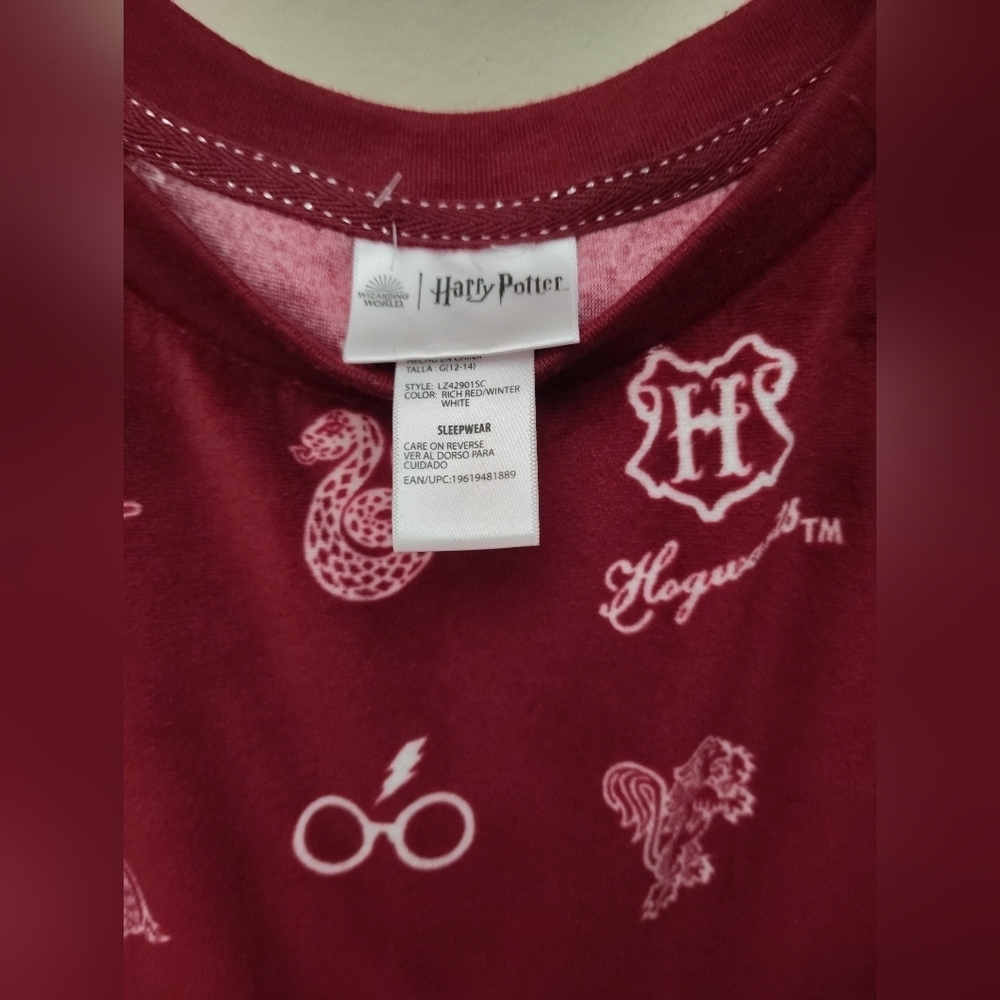 Harry Potter Burgundy Pajama Shirt – Magical Symbols Print, Soft & Cozy (L) - Picture 9 of 9